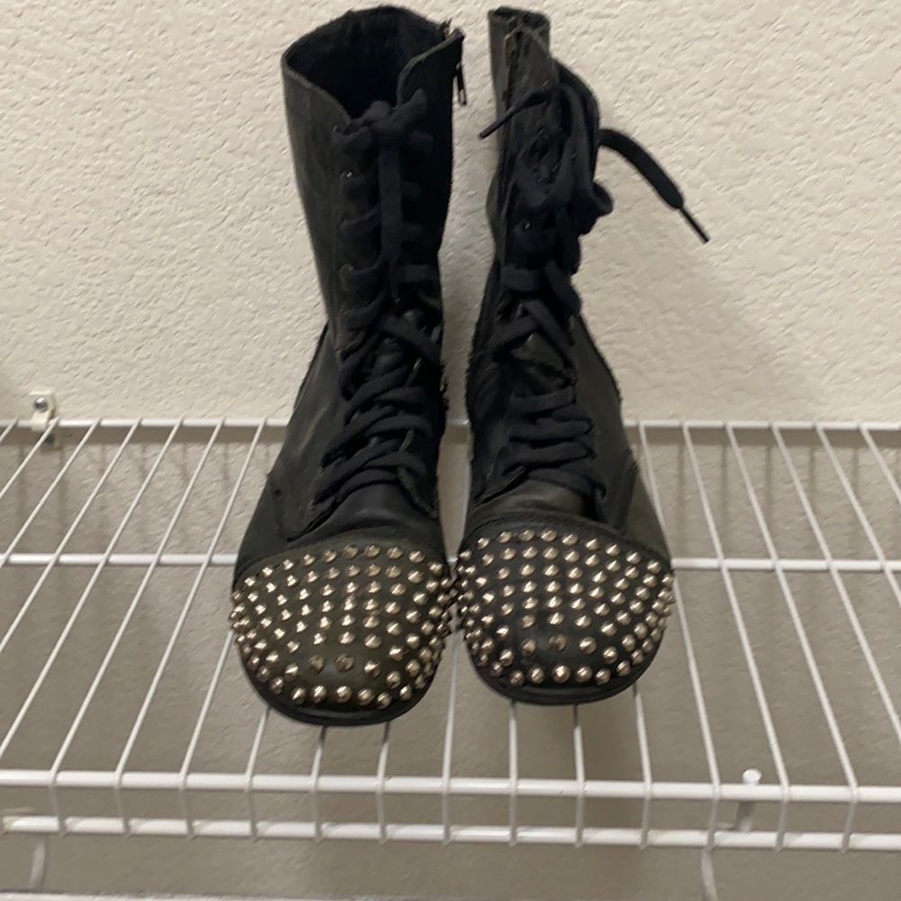 Steve Madden leather studded combat boots